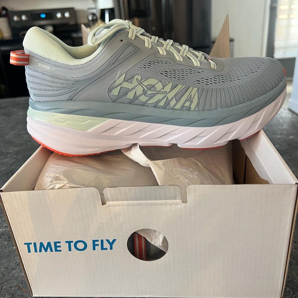 HOKA  Bondi 7 Gray/blue Running Shoes